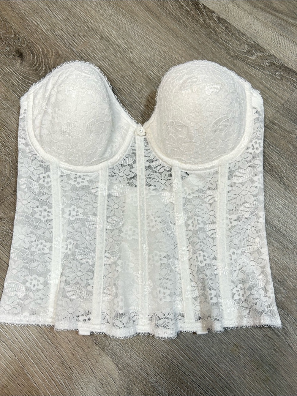 Dominique 7749 Annabel Lace Longline Bridal Bra, White 34C